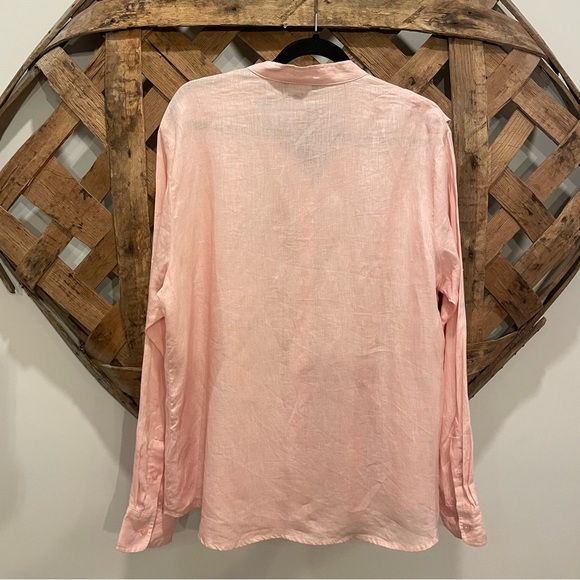 Ralph Lauren Black Label Ruffle Linen Button Down Top Size XL - Picture 5 of 10